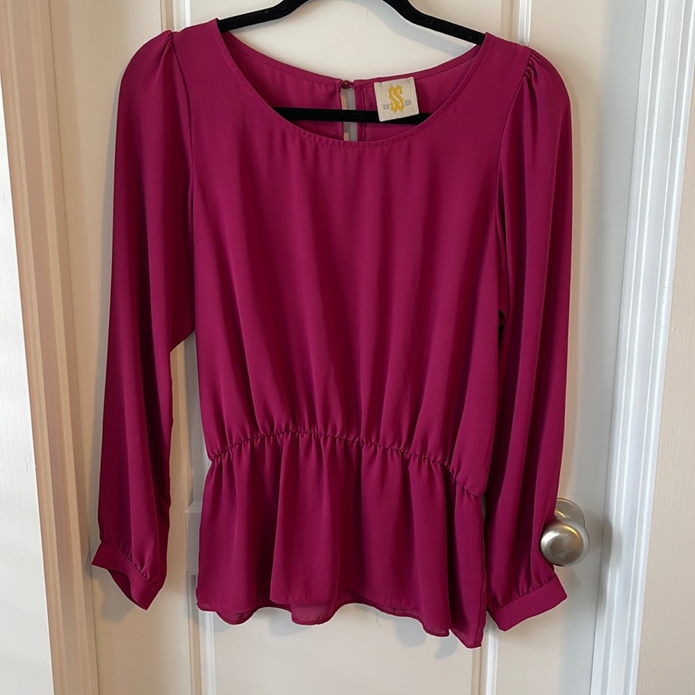 Fuchsia Chiffon peplum top